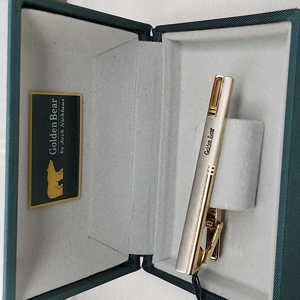 Golden Bear by Jack Nicklaus clip-on tie 10k gold tone and silver tone